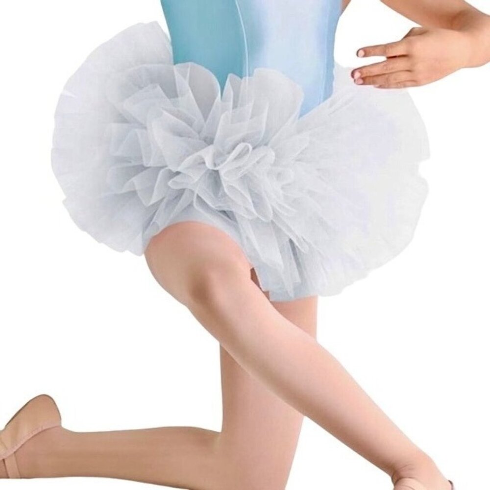 Leo’s White Tutu Skirt Firm Tulle Adult 7" Bando Classic Ballet Dance Costume